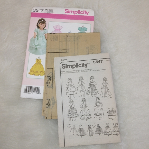 Simplicity 3547 Gowns & Dresses for American Girl Doll and 18" dolls - Picture 3 of 5